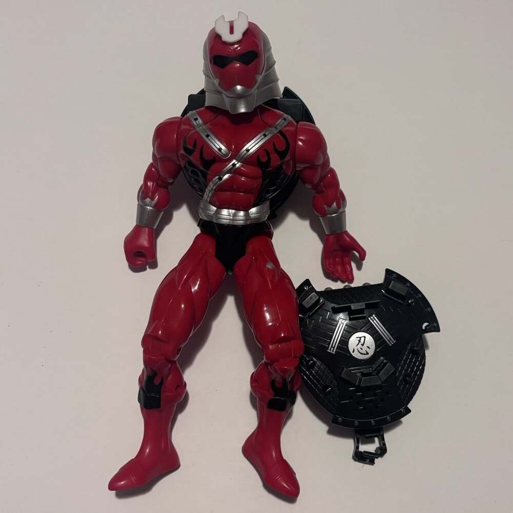 Vintage 2001 Playmind Sunco Red Ninja 10-Inch Action Figure with Backpack Shield